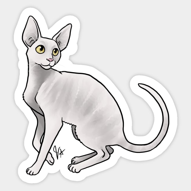 Cat - Cornish Rex - White Sticker by Jen's Dogs Custom Gifts and Designs